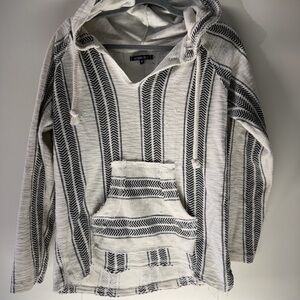Ocean Drive Navy on White Knit beach poncho hoodie medium
